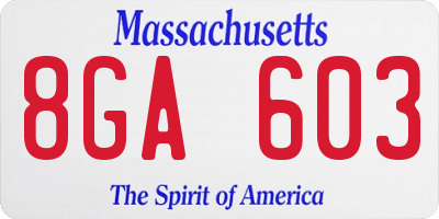 MA license plate 8GA603