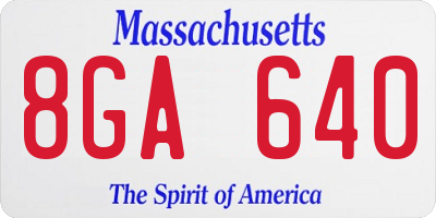 MA license plate 8GA640