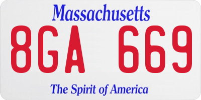 MA license plate 8GA669