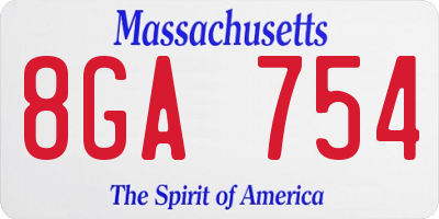 MA license plate 8GA754
