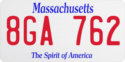 MA license plate 8GA762