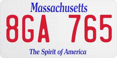 MA license plate 8GA765