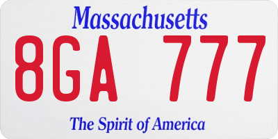 MA license plate 8GA777