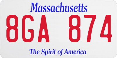 MA license plate 8GA874