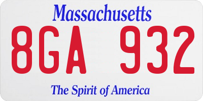 MA license plate 8GA932