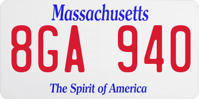MA license plate 8GA940