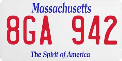 MA license plate 8GA942