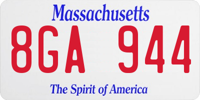 MA license plate 8GA944