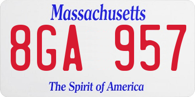 MA license plate 8GA957