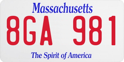 MA license plate 8GA981