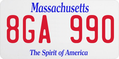 MA license plate 8GA990