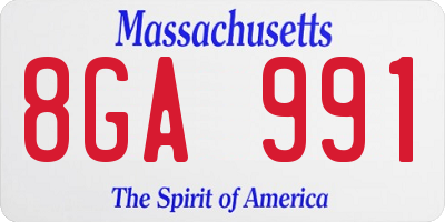 MA license plate 8GA991