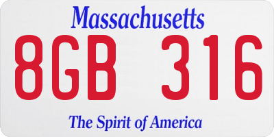 MA license plate 8GB316