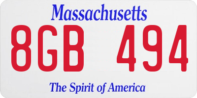 MA license plate 8GB494
