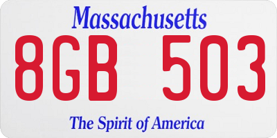 MA license plate 8GB503