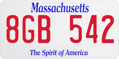 MA license plate 8GB542