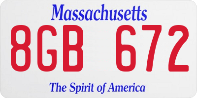 MA license plate 8GB672