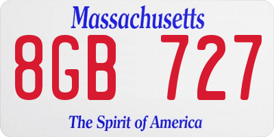 MA license plate 8GB727