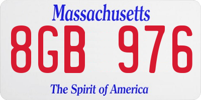 MA license plate 8GB976