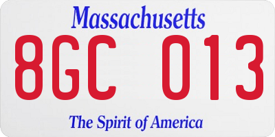 MA license plate 8GC013