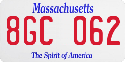 MA license plate 8GC062