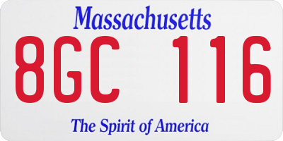 MA license plate 8GC116