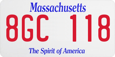 MA license plate 8GC118