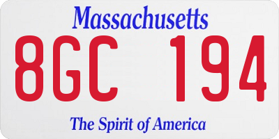 MA license plate 8GC194