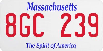 MA license plate 8GC239