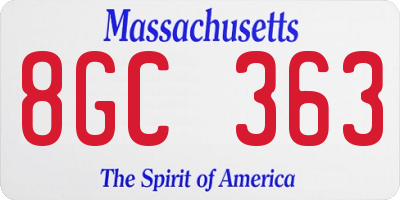 MA license plate 8GC363