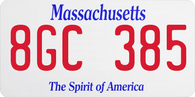 MA license plate 8GC385