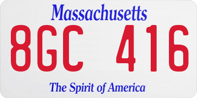 MA license plate 8GC416