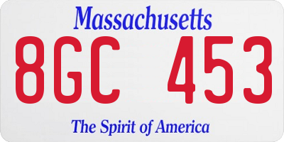 MA license plate 8GC453