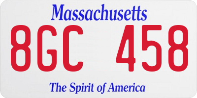MA license plate 8GC458