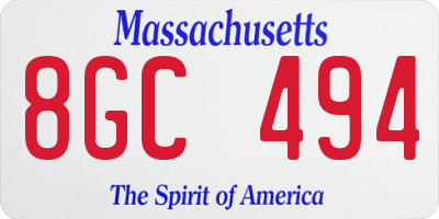 MA license plate 8GC494