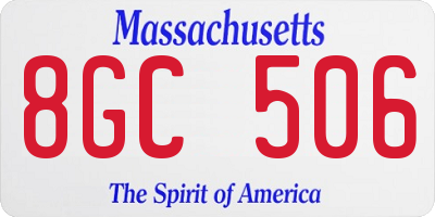 MA license plate 8GC506