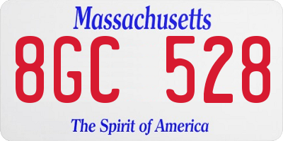 MA license plate 8GC528