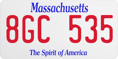 MA license plate 8GC535