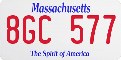 MA license plate 8GC577