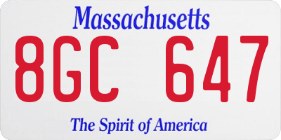 MA license plate 8GC647