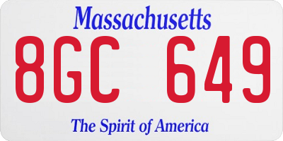 MA license plate 8GC649