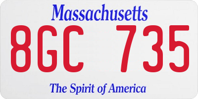 MA license plate 8GC735