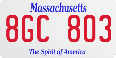 MA license plate 8GC803