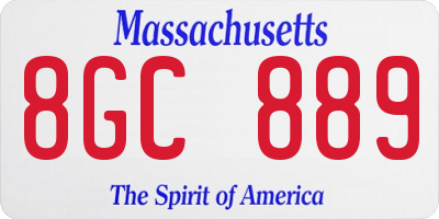MA license plate 8GC889