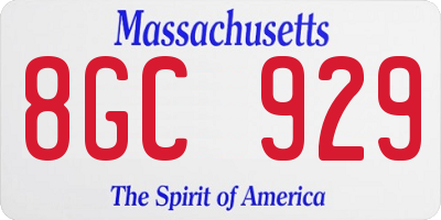 MA license plate 8GC929