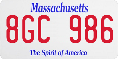 MA license plate 8GC986