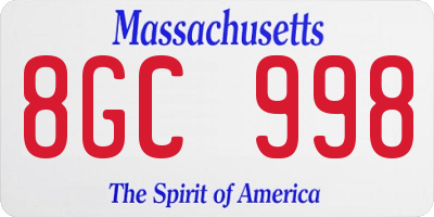 MA license plate 8GC998