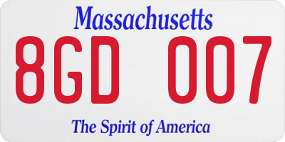 MA license plate 8GD007