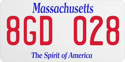 MA license plate 8GD028