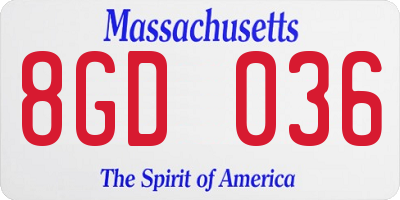 MA license plate 8GD036